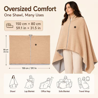 🔥Last Day 50% OFF✨Wearable Heated Blanket Shawl | Portable USB-Powered Warmth for Home, Work & Outdoors