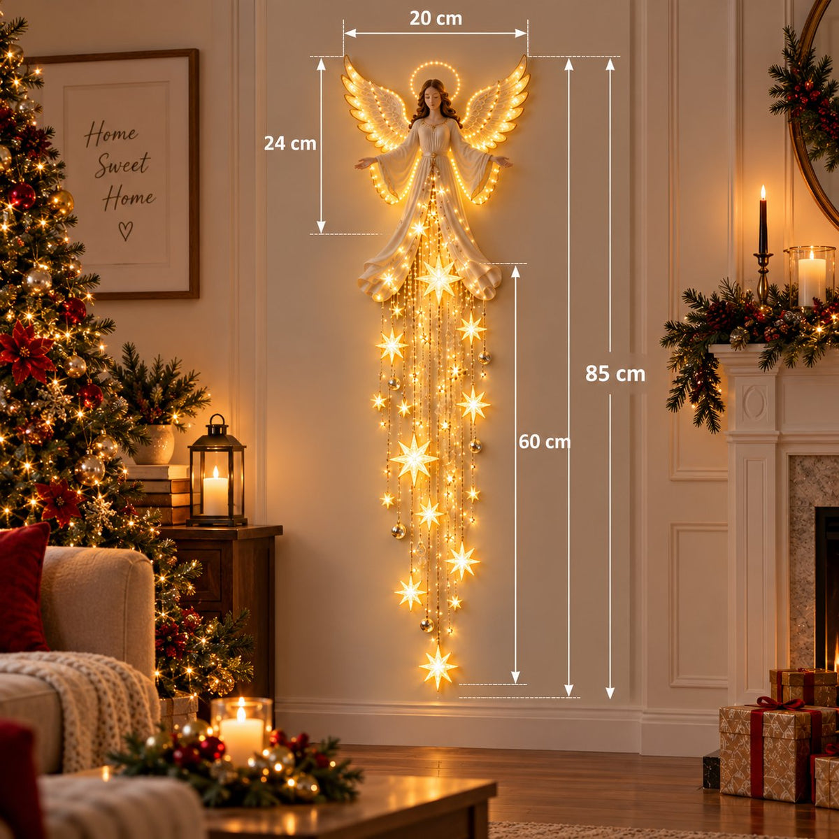 🔥Last Day 49% OFF🔥Angel Blessing Starfall Wall LightTM – Heavenly Christmas Wall Decor