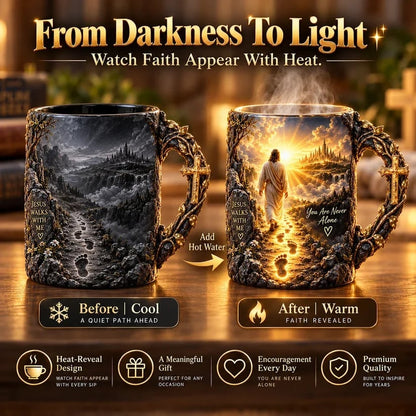 🔥 Last Day 49% OFF - 🔥✝️ Jesus Walks With MeTM – Heat-Reveal Faith Mug | You Are Never Alone (📦Buy 2 Free Shipping)