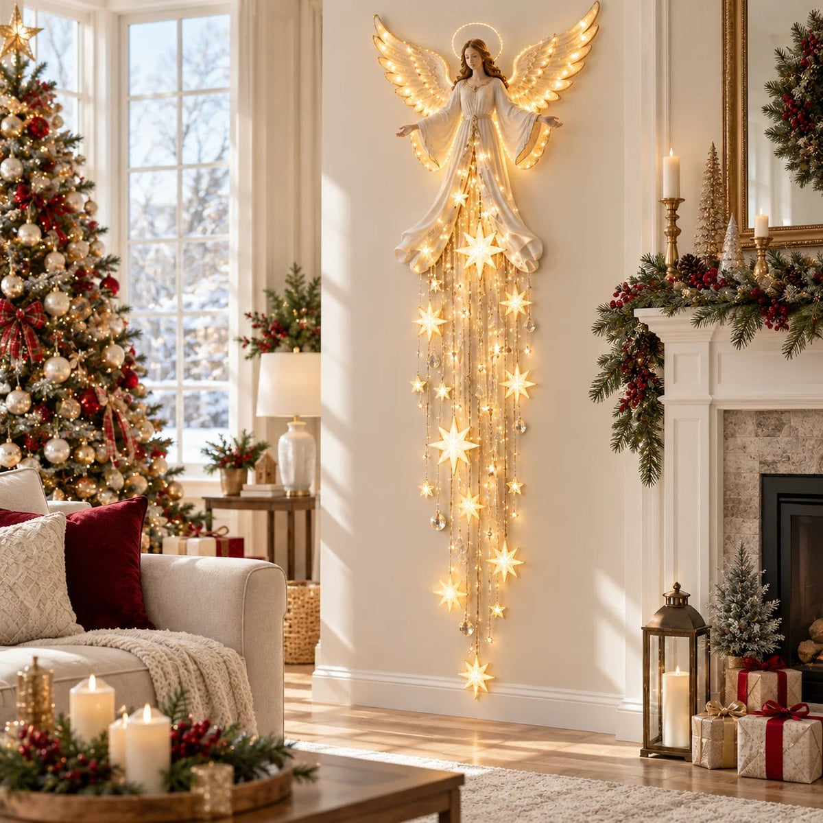 🔥Last Day 49% OFF🔥Angel Blessing Starfall Wall LightTM – Heavenly Christmas Wall Decor