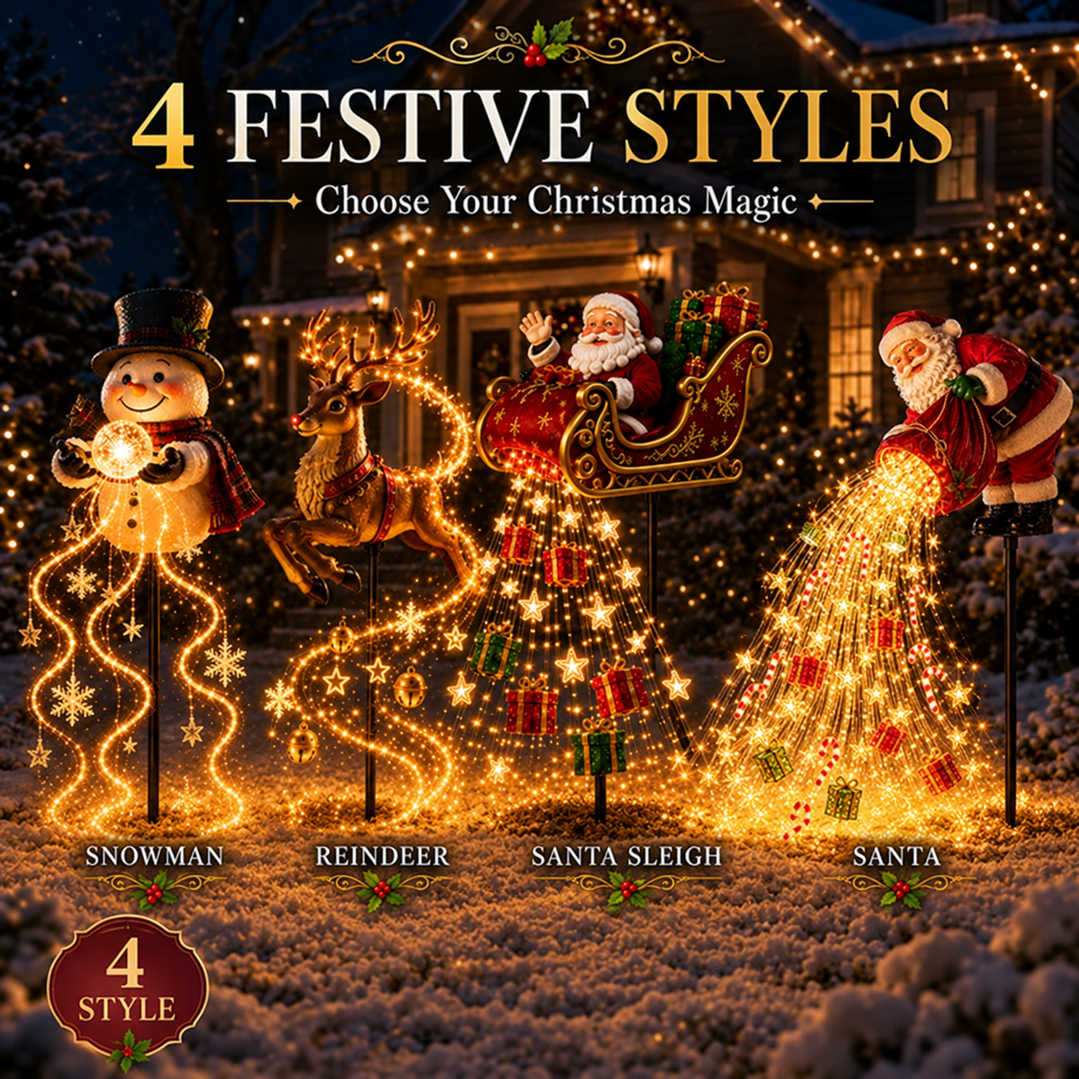 2026 New Santa’s Flying Sleigh Gift Cascade – Solar Christmas Garden Light