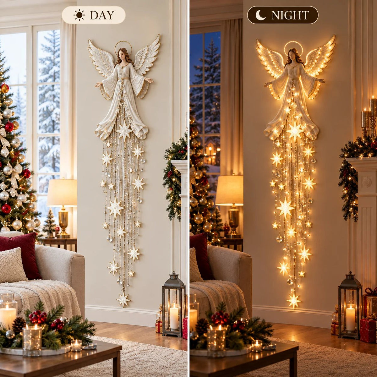 🔥Last Day 49% OFF🔥Angel Blessing Starfall Wall LightTM – Heavenly Christmas Wall Decor