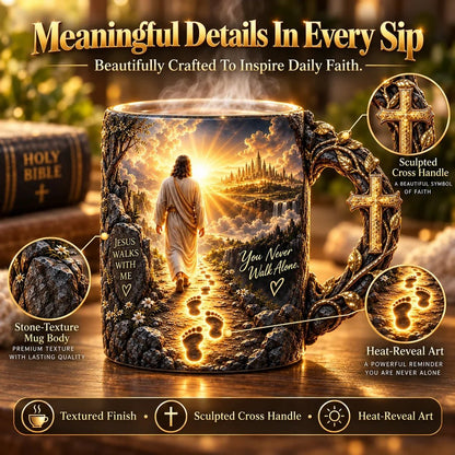 🔥 Last Day 49% OFF - 🔥✝️ Jesus Walks With MeTM – Heat-Reveal Faith Mug | You Are Never Alone (📦Buy 2 Free Shipping)