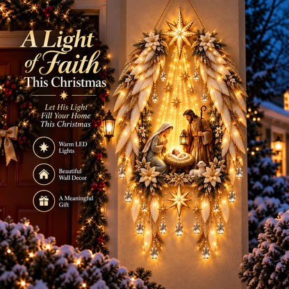 3D Heavenly Angel Wings Nativity Light – Lighted Christmas Wall Decor