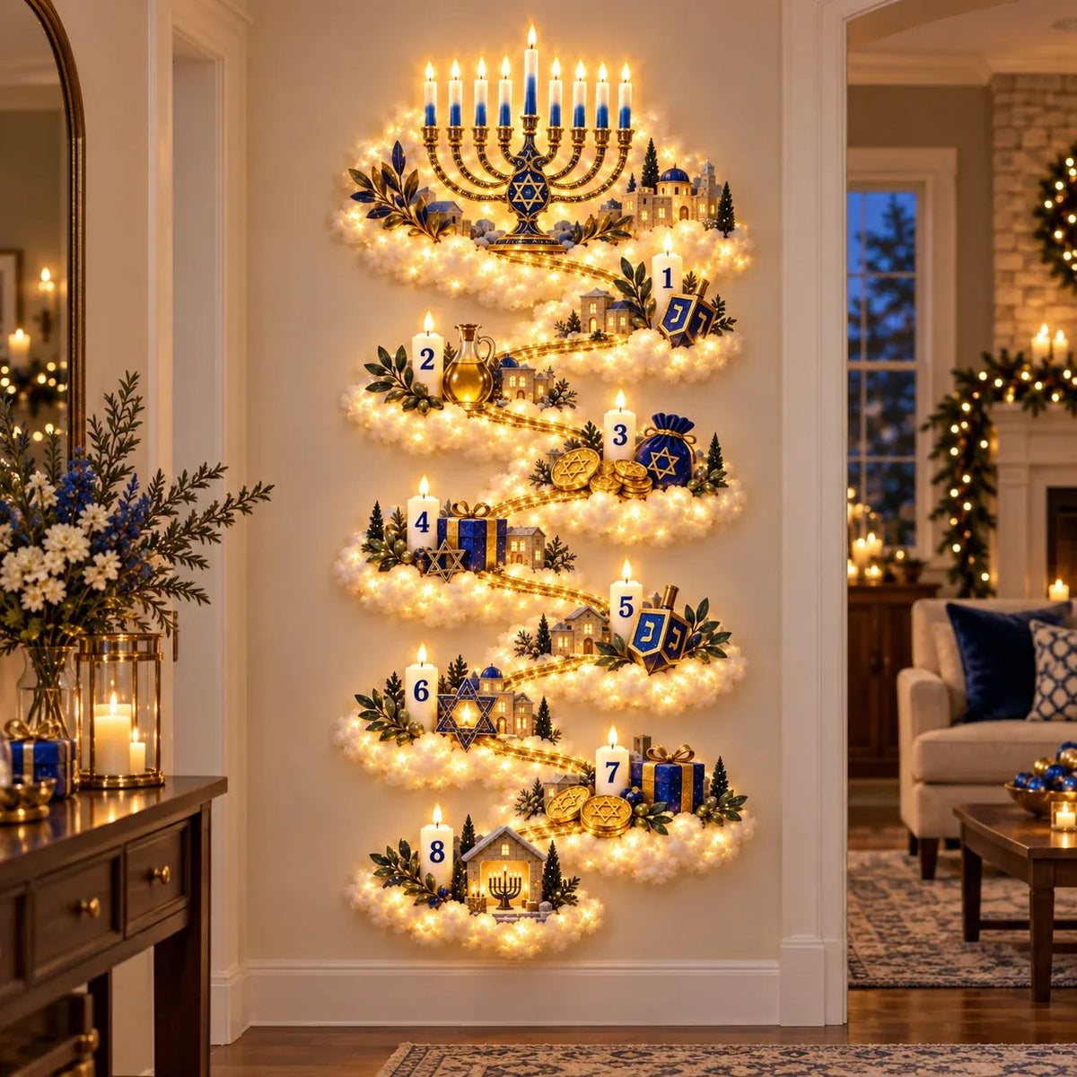 Hanukkah Festival of Lights Wall Decor Collection – 4 Glowing Designs Celebrating Eight Nights of Light