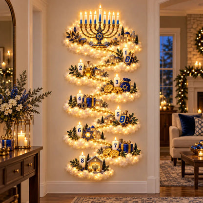 Hanukkah Festival of Lights Wall Decor Collection – 4 Glowing Designs Celebrating Eight Nights of Light