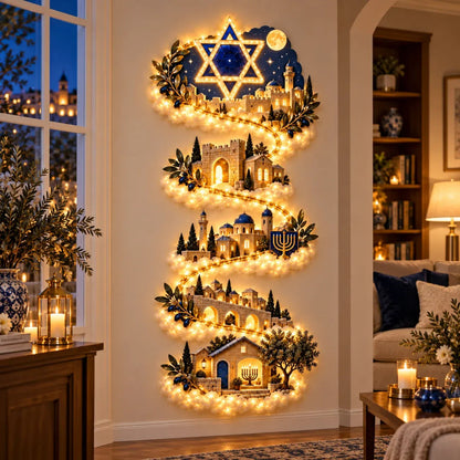 Hanukkah Festival of Lights Wall Decor Collection – 4 Glowing Designs Celebrating Eight Nights of Light