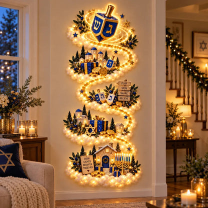 Hanukkah Festival of Lights Wall Decor Collection – 4 Glowing Designs Celebrating Eight Nights of Light